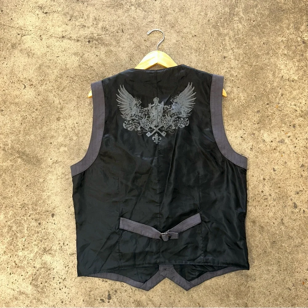 Y2K Guess Men’s Black Wing Graphic Vest XL